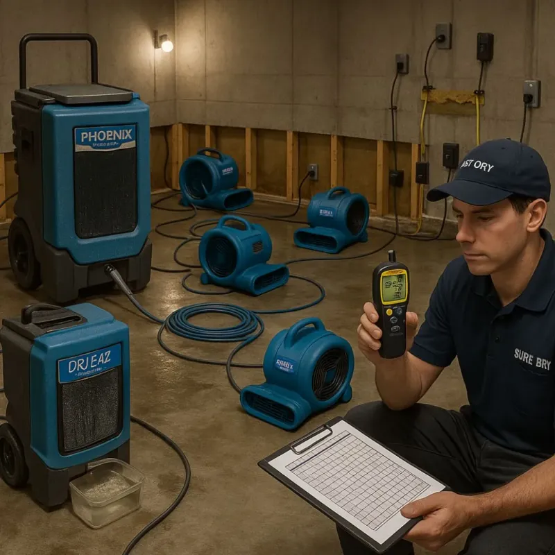 Structural Drying and Dehumidification process in Melrose Park, FL